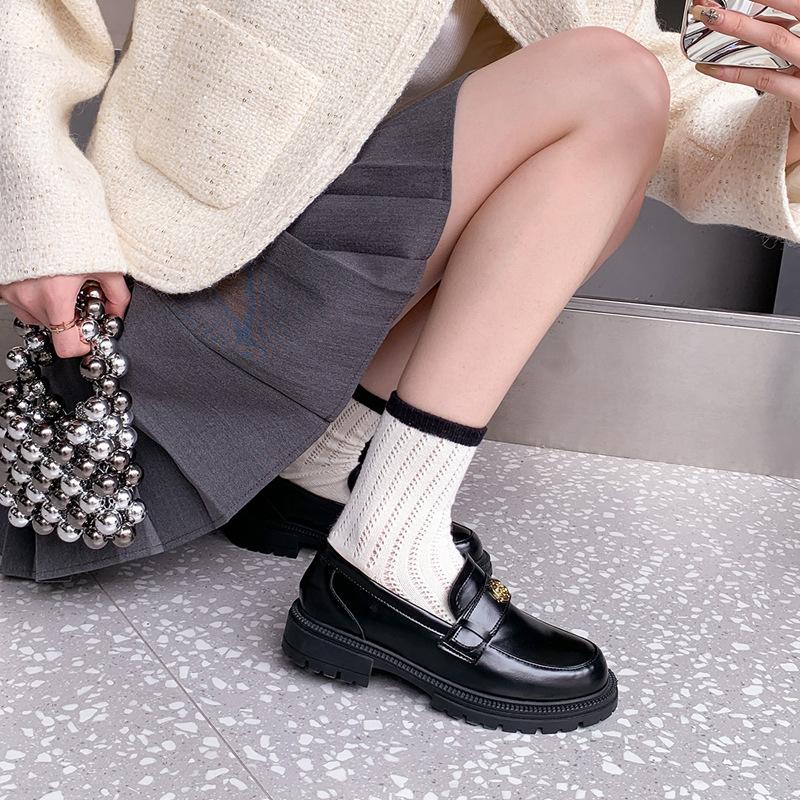 Genuine Leather Flat for Huizhou Women's Shoes Grape Mother Same Loafers Women's Spring New Camellia Small Leather Shoes