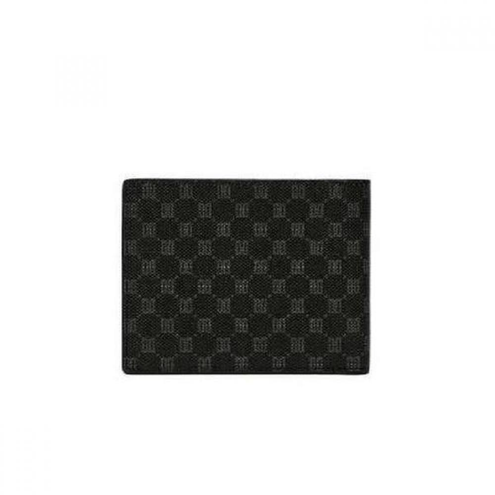 Daks Black Leather Dd Pattern Wallet