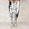 Fashion Women Boots Mirror Platform Pointy Toe Punk High Thin Heels Over The Knee Long Boots Autumn Winter Zip Silver Casual Party Shoes