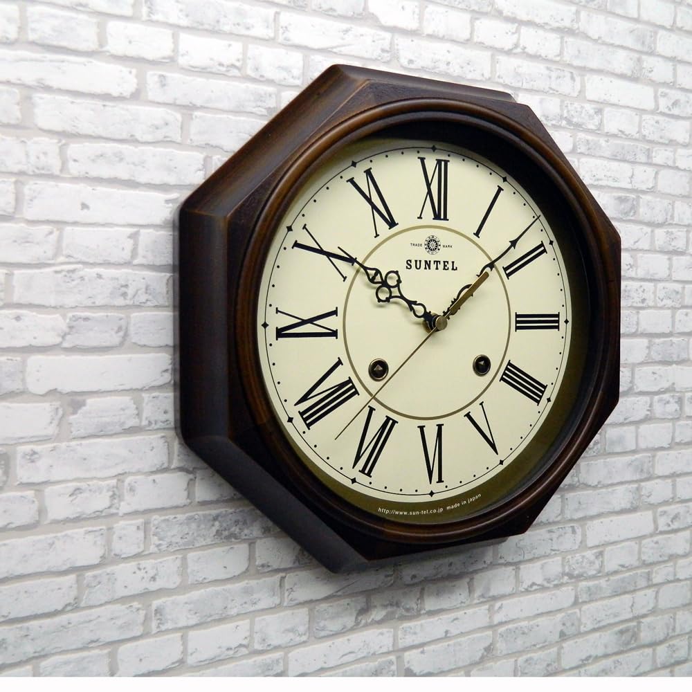 Santel Japanese Made EU Style Classical Wall Clock Antique Brown (Roman Letters) QL675-R