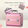 Portable Makeup Case Organizer Cosmetic Box Travel Makeup Storage Case with 4 Trays Lock for Craft Makeup Box
