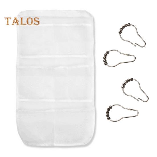 

Подвесная сумка для ванной комнаты, большая вместимость, прозрачная с крючками, отличная несущая способность, быстросохнущая сетка, шампунь для мытья тела, органайзер для душа, тележка для душа белый