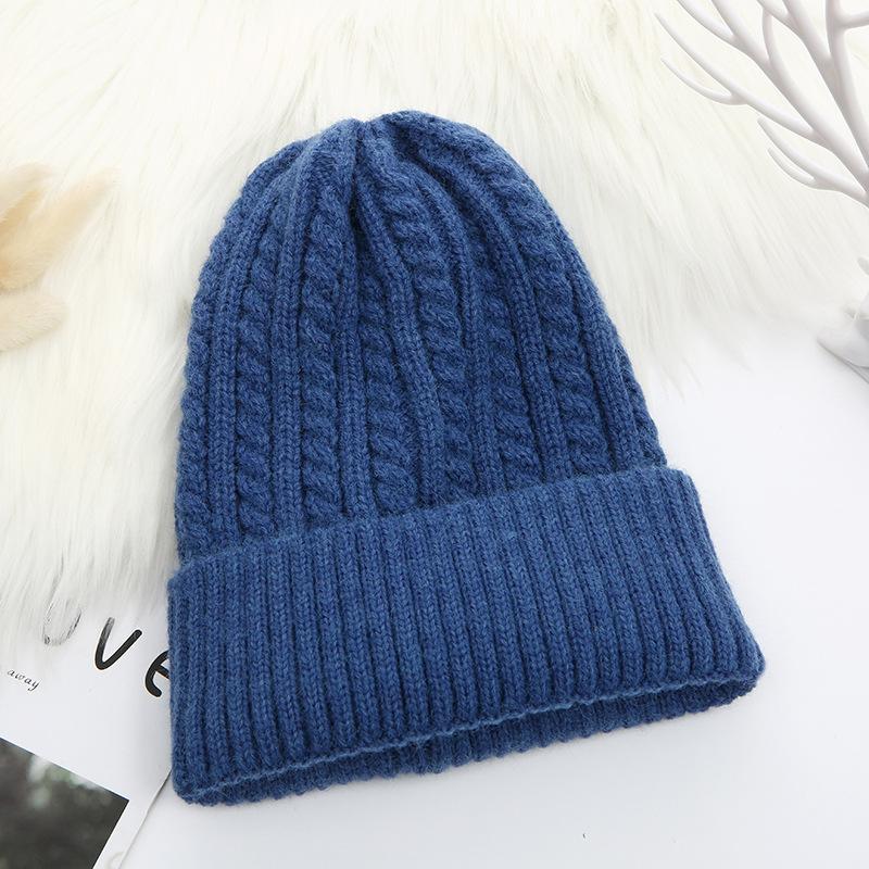 Winter Solid Color Knitted Warm Hat Knitted Women's Hat