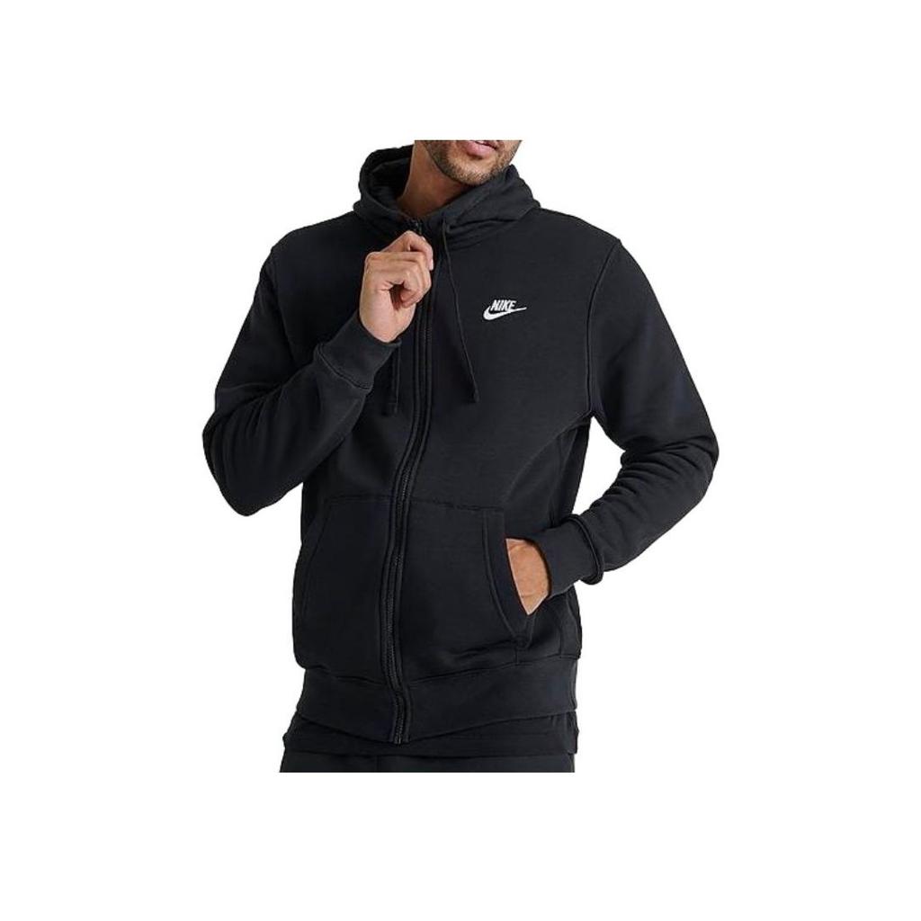 Nike Sportswear Club Fleece Embroidered Logo Hoodie Jacket Men Outerwear Black BV2646-010
