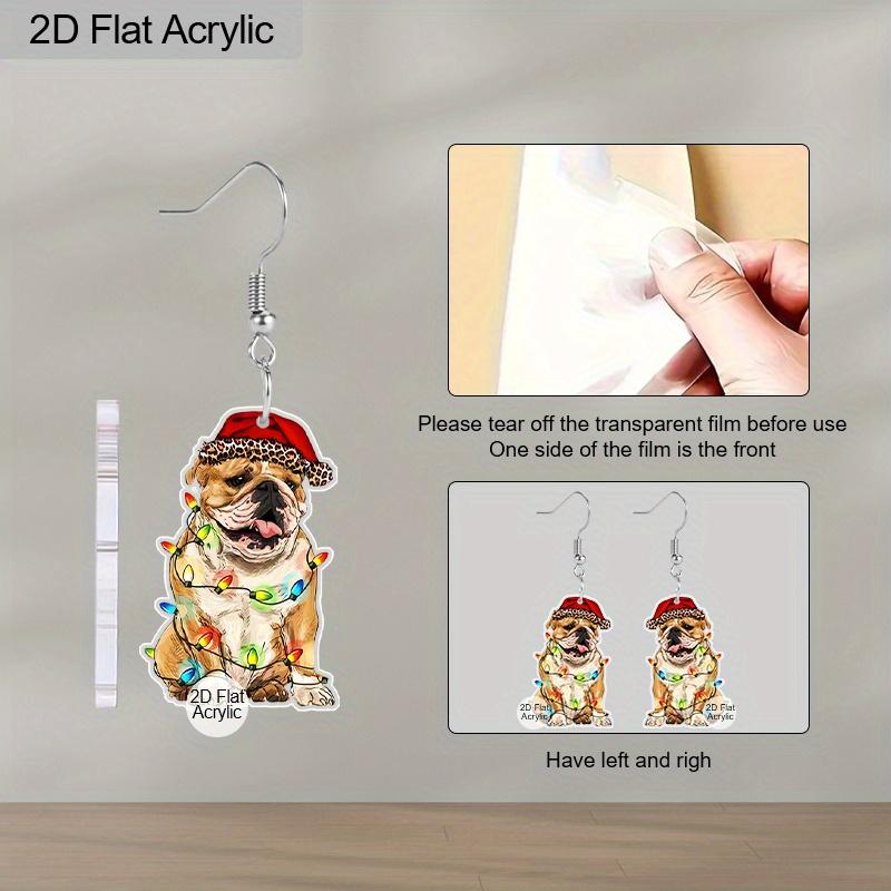 2D Flat Acrylic Cute Christmas Dog Dangle Earrings, A Festive Gift for Women, Festive Party Decoration Jewelry Gift.