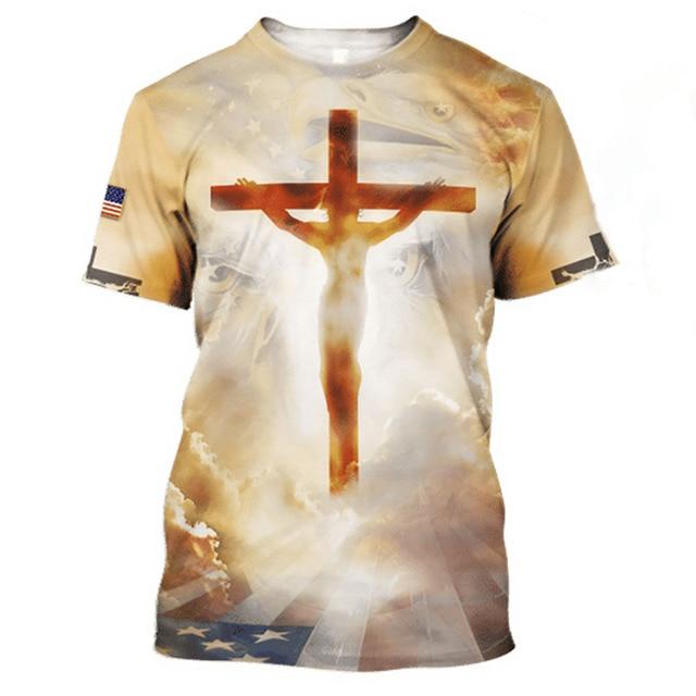 Letní Ležérní Univerzální 3D tisk Jesus Christ Pánská trička s kulatým výstřihem Streetwear s krátkým rukávemTričko velké velikosti Pánské oblečení