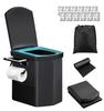 Portable Folding Emergency Toilet for Disasters 42cm Seat PU Portable Emergency Toilet with a 150kg Weight Capacity for Car and Nursing Includes