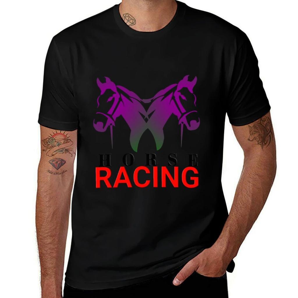 Horse Racing Beautiful Disign Tshirt Gym Wear Breathable Short Sleeve Tee