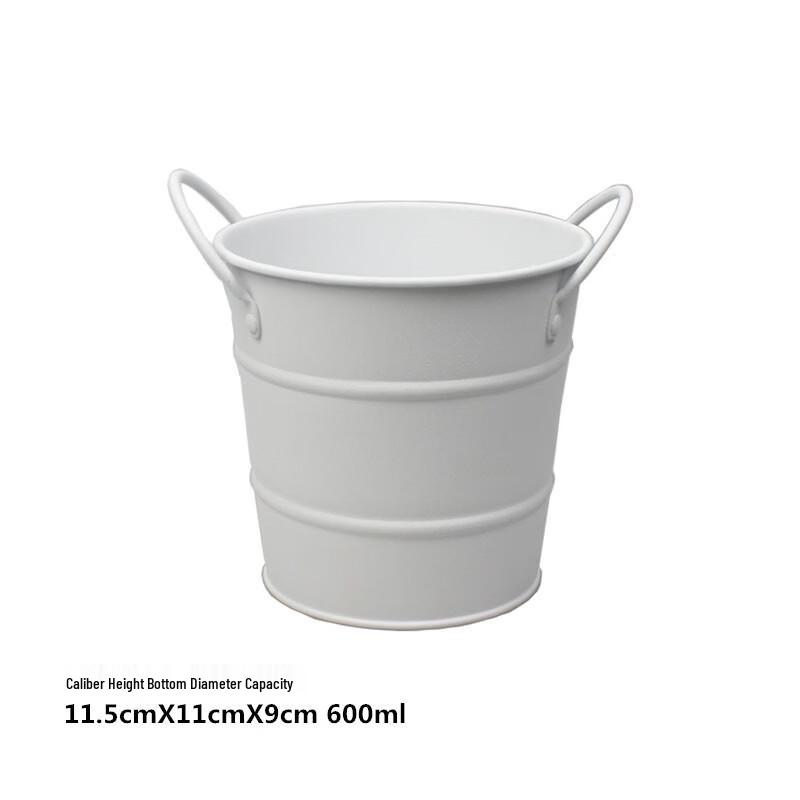 OLOEY White Double-Handle Metal Serving Bucket