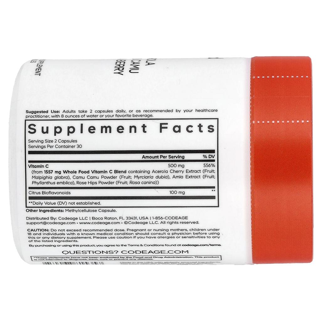 Natural Food Vitamin C, 60 Capsules