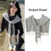 Striped Shawl with Women's New Autumn Versatile Black and White Small Vest, Air-conditioned Room Windproof Scarf, Advanced Sense