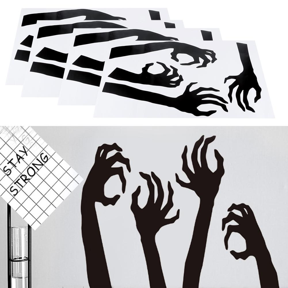 4 Set Horror Halloween Decorative Wall Sticker Decal for Living Room Bedroom Party Supplies