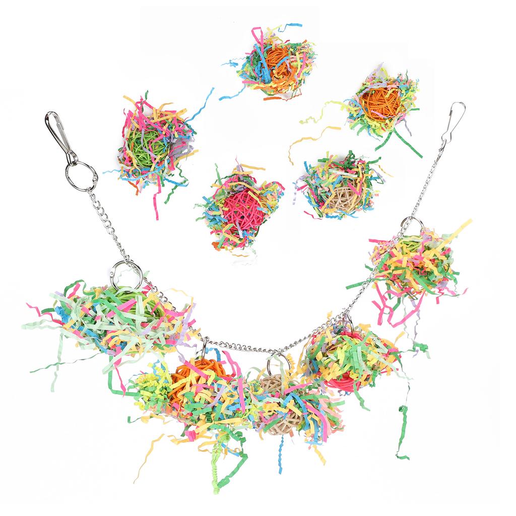 10pcs Bird Hanging Cage Toys with Chain Parrots Biting Chewing Toy Accessory Colour Mixture