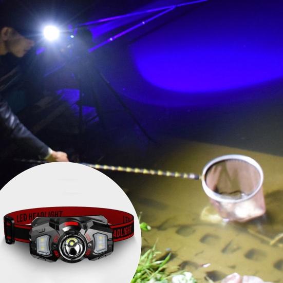 Rechargeable Headlamp Super Bright LED Head Lamp Flashlight with White Red Light Motion Sensor Head Light for Outdoor Camping Fishing Running