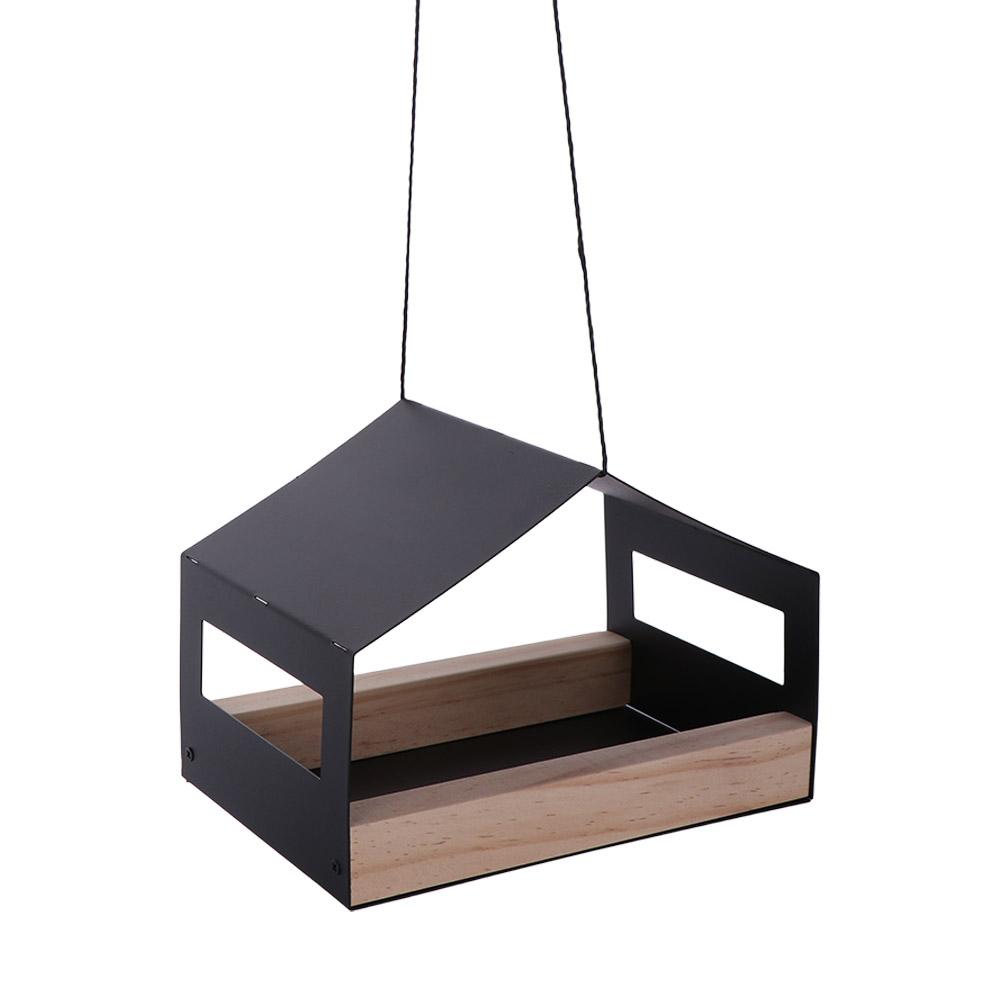 

Iron Bird Feeder Minimalist Waterproof Bird Hanging Food Container Durable House Shape Bird Feeding Dish Squirrel