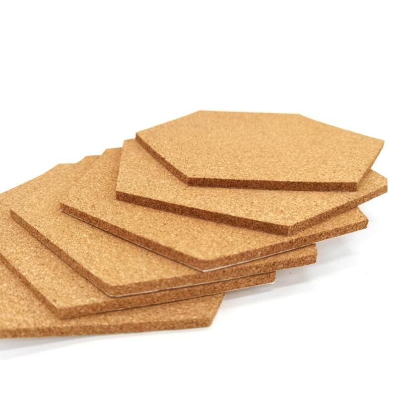 5PCS Cork Notice Board Self Adhesive Hexagon Cork Board for Photo Wall Decorations DIY Office Bulletin Board Corkboard