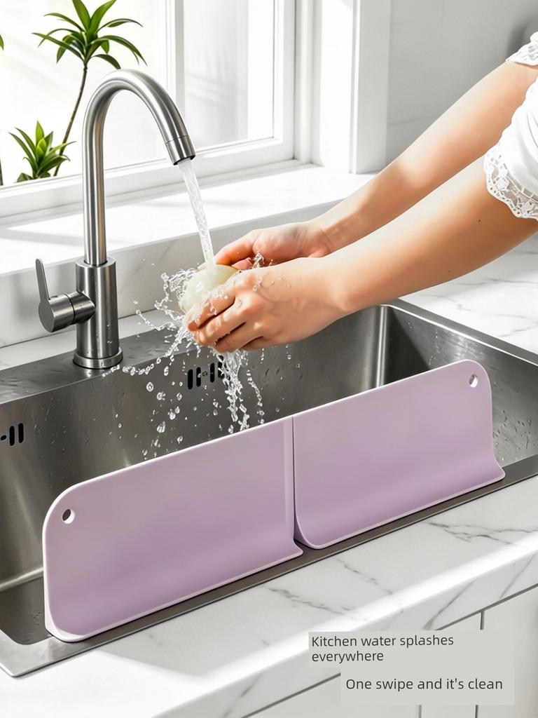 Folding Anti-Splash Water Barrier for Kitchen Sink, Dishwashing and Vegetable Washing Water Strip, Bathroom Countertop Waterproof Partition