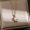 1 Pcs Luxury Cool Wind Flower Shape Gold Plated Copper Pendant With Stainless Steel Chain Combination Necklace