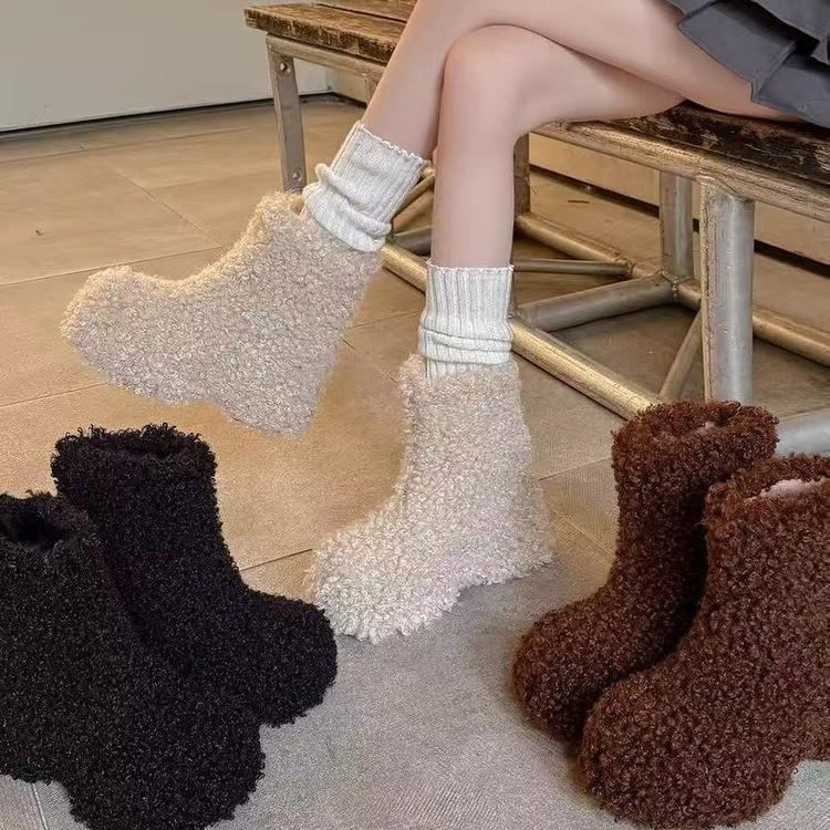 Women's thick-soled plush upper winter lightweight warm anti cold padded snow boots non-slip wear casual sneakers cotton boots