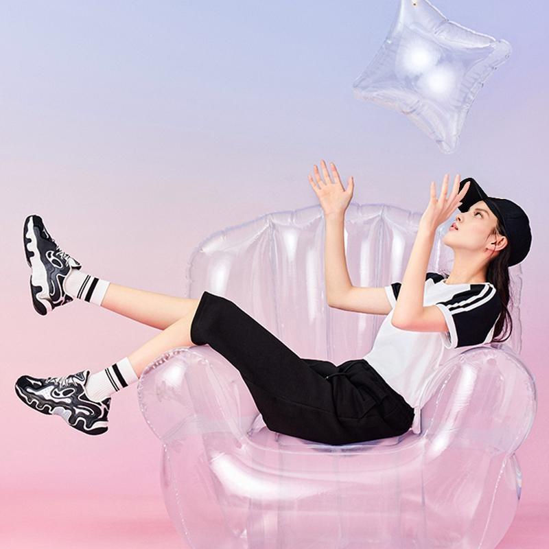 Anta Thick Sole Versatile Trendy Retro Non-Slip Wear-Resistant Low-Top Dad Shoes Women Sneakers Black Silver 122428855-3