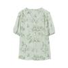 SOFSIL 100% Mulberry Silk Printed Short-Sleeve V-Neck Shirt