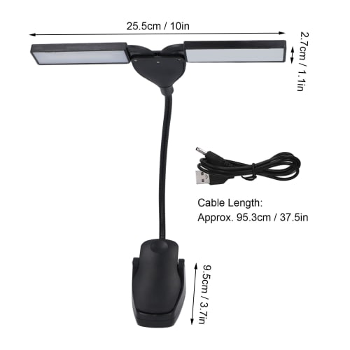 Foldable Music Stand Light with 3 Adjustable Brightness Levels, Clip-on Piano Light, Music Light with Eye Care Beads for Piano, Guitar, and Other Inst