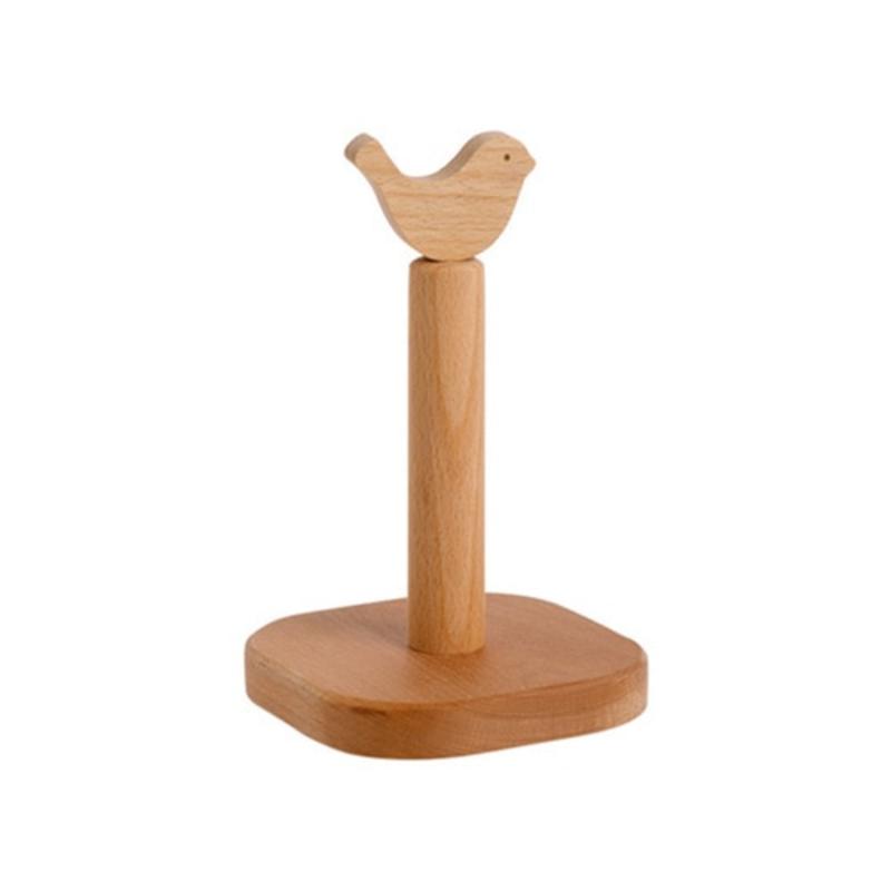 Paper Towel Shelf Kitchen Solid Wood Countertop Vertical Toilet Paper Holder | Paper Holder (Brown)