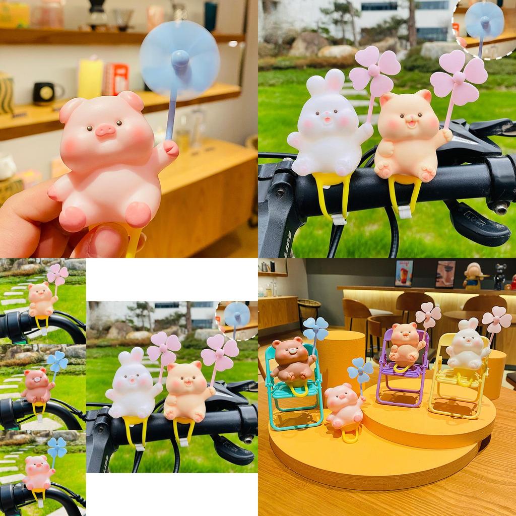Adorable Cartoon Pig Windmill Plush Cute Car Decoration Creative Small Gift