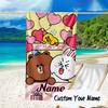 Custom Name Cute Cartoon Brown Bear Microfiber Beach Towel Super Soft & Absorbent for Bath, Beach, Travel  Bath Time Accessory, Fan Gifts
