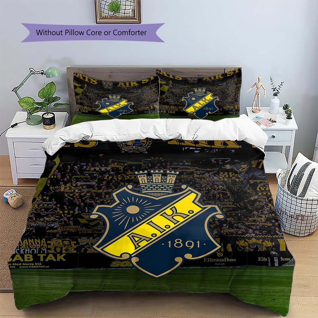FC AIK Pattern Bedding Home Decoration Birthday Gift (1 * Duvet Cover + 2 * Pillowcase, Without Core)
