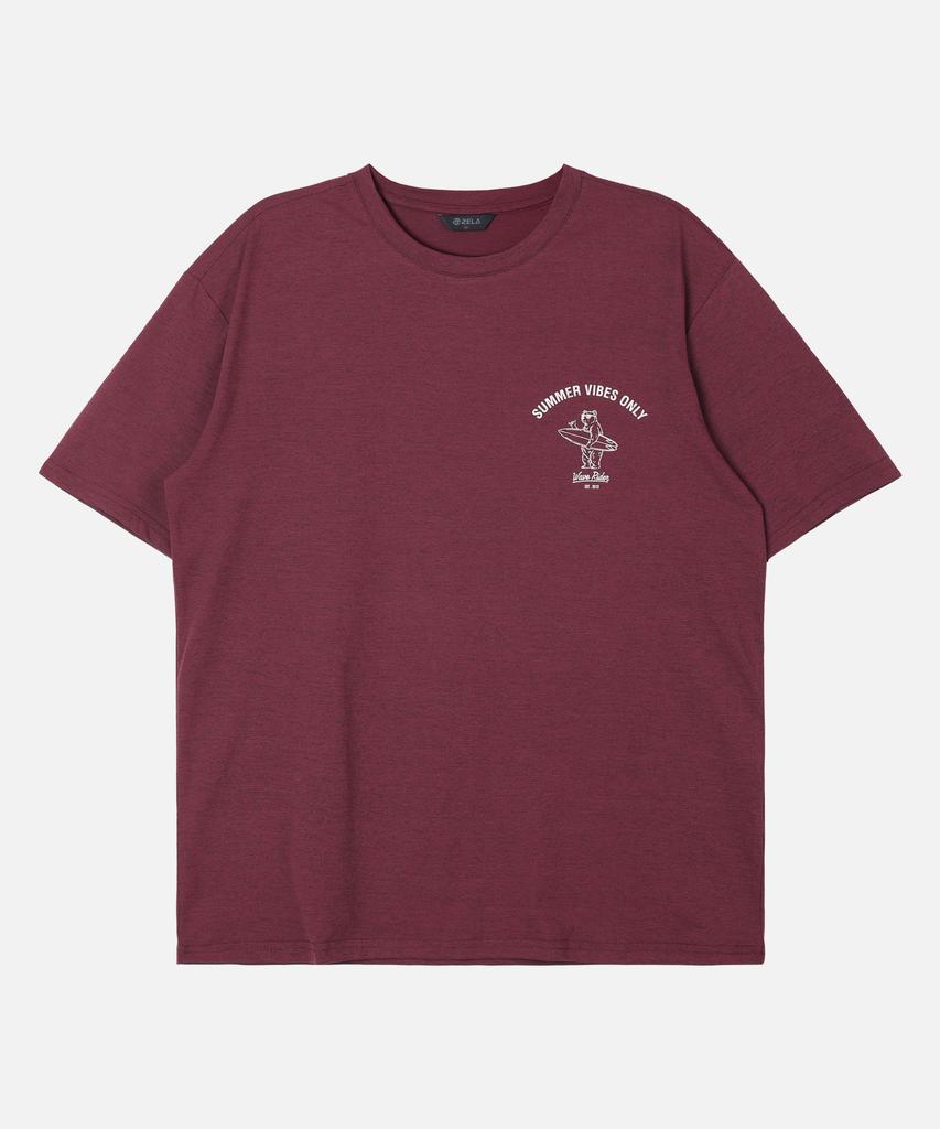 2ELA Unisex Surfing Bear Graphic Sorona Round Short Sleeve T-Shirt 6 Colors (Type A)