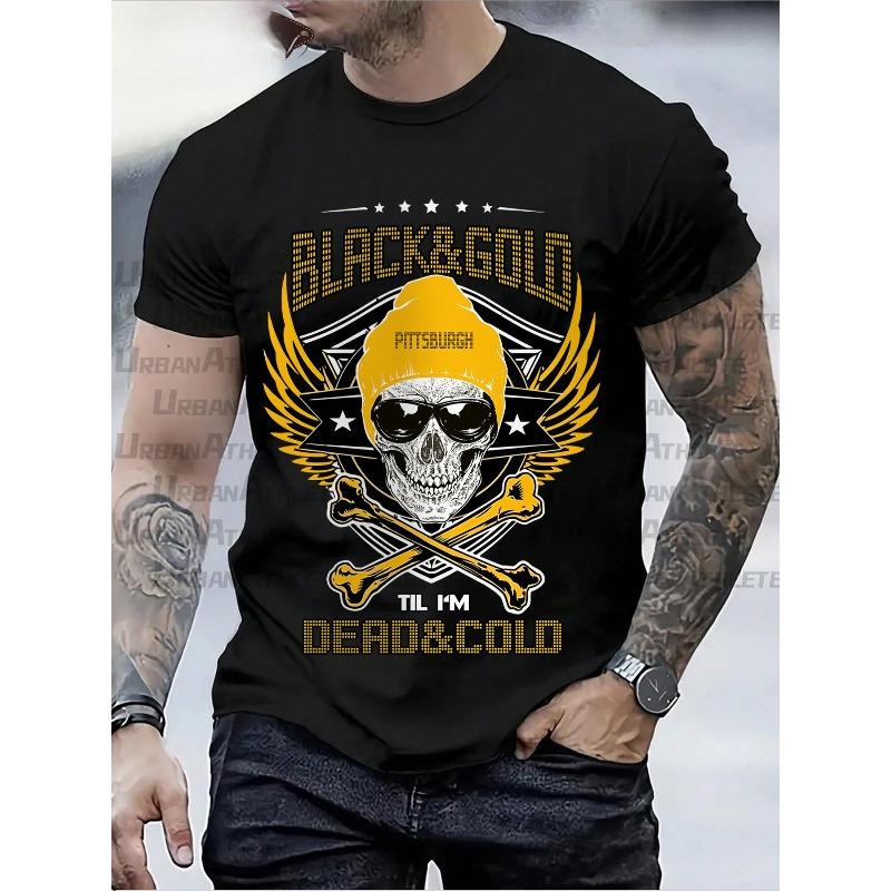 

Pittsburgh Football Creative Graphic Print T-Shirt, A Men S Casual T-Shirt Suitable for Football Enthusiasts, Men S Casual T-Shirt, All-Match Style S чёрный