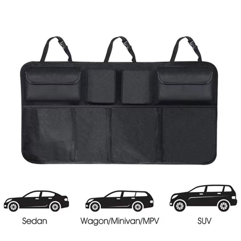 Waterproof Oxford Cloth Rear Seat Back Storage Bag with 4 Pockets Multiple Functional Auto Trunk Organizer for Car Interior