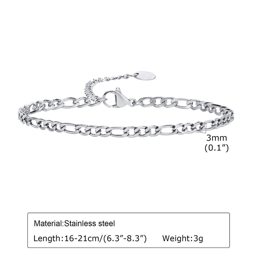 Men's Thin Chain Bracelet,Never Fade Stainless Steel Adjustable Wristband,Minimalist Hip Hop Jewelry Gift