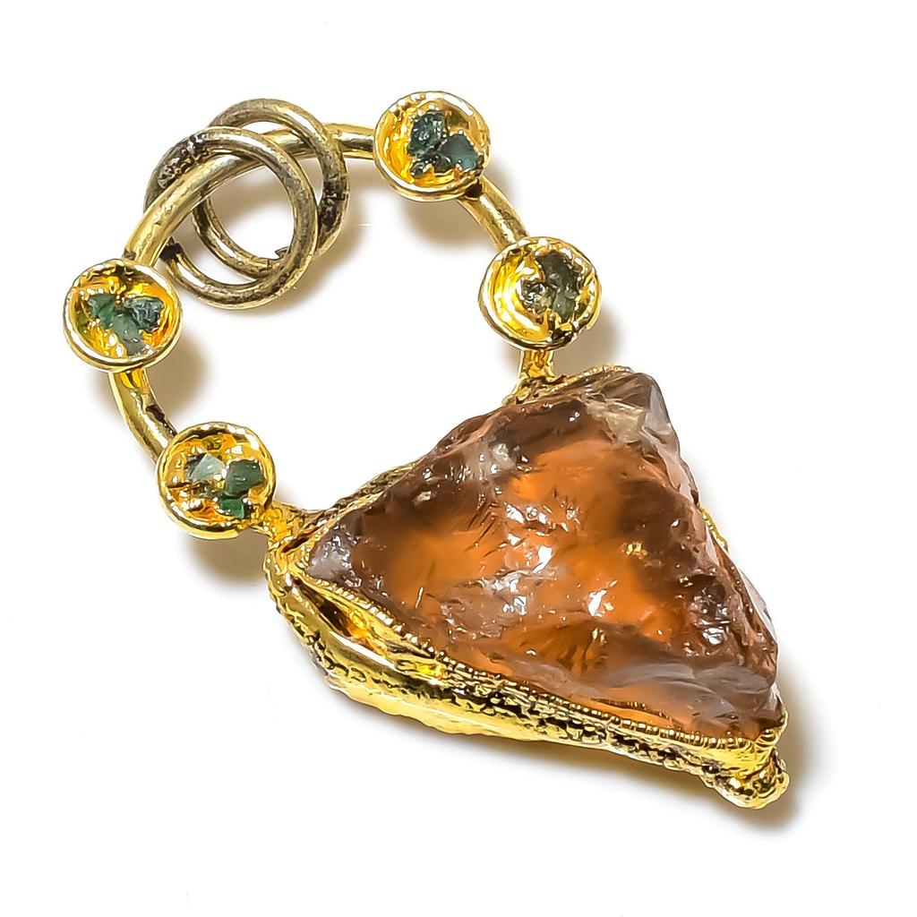 Citrine Pendant, Copper Electroformed Gemstone Jewelry, Handmade Pendant, For Thanksgiving