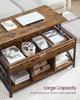 VASAGLE Lift Top Coffee Table, Lift Coffee Table with Storage Shelf, Hidden Compartments and Lifting Top, for Living Room, Office