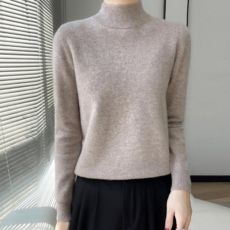2024 A/W Women's Solid Color Wool Half-High Neck Sweater