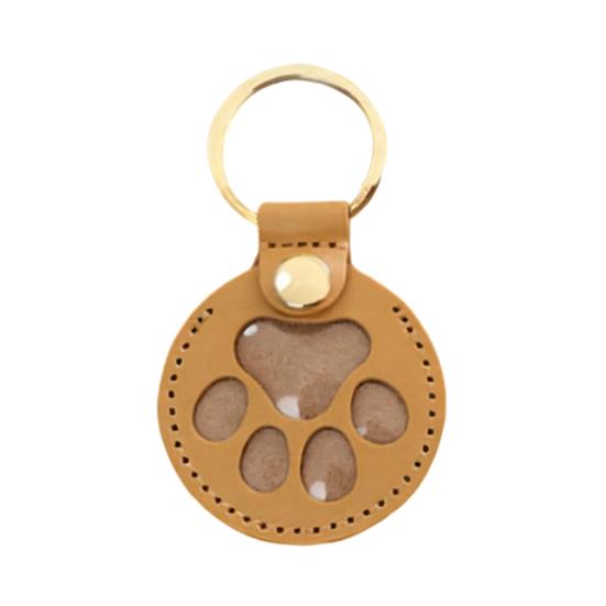 Paw Shaped Keychain Faux Leather Dog Hair Storage Keychain Transparent Pet Hair Souvenir Refillable Keyring Memorial Gift