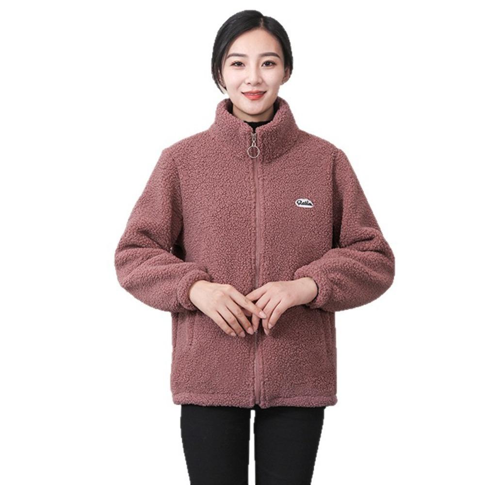 Autumn Winter Sherpa Fleece Warm Coat Women Sweatshirt Fleece Lined Thickened Fashion Fleece Top Jacket