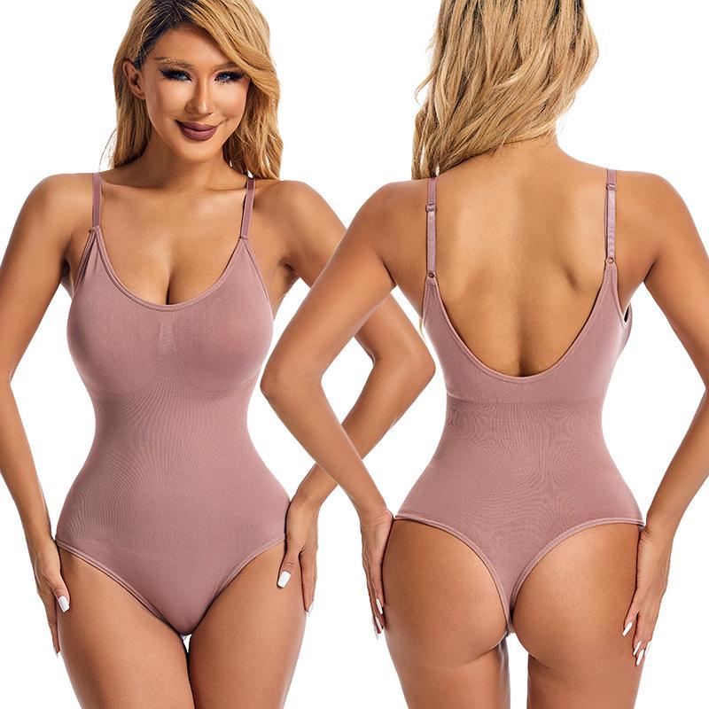 Women's Plus Size Waist Cincher Bodysuit - European & American Postpartum T-Back Corset Underwear