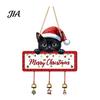 Indoor Holiday Party Supplies Merry Christmas Wooden Wall Door Hanging Sign with Bells, Rustic Santa Snowman Decor Tree Reindeer Decorative