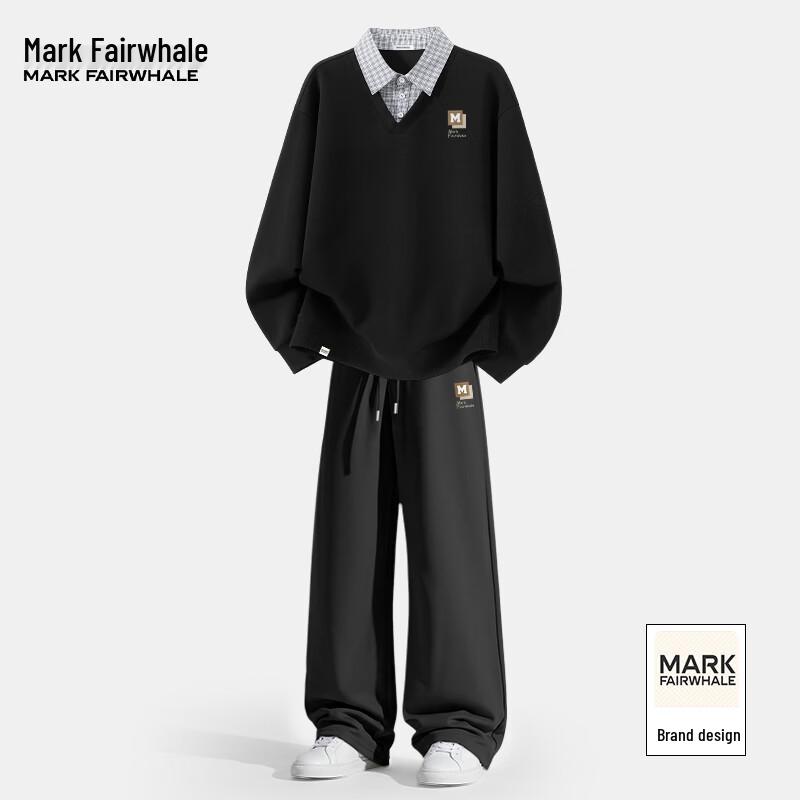 Mark Fairwhale Men's Casual Two-Piece Sweatshirt and Jogger Set