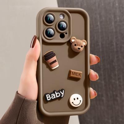 Suitable for iPhone 16 Phone Case Retro 3D Teddy Bear 14 Promax Apple 15 Protective Case Creative 13 Anti Drop