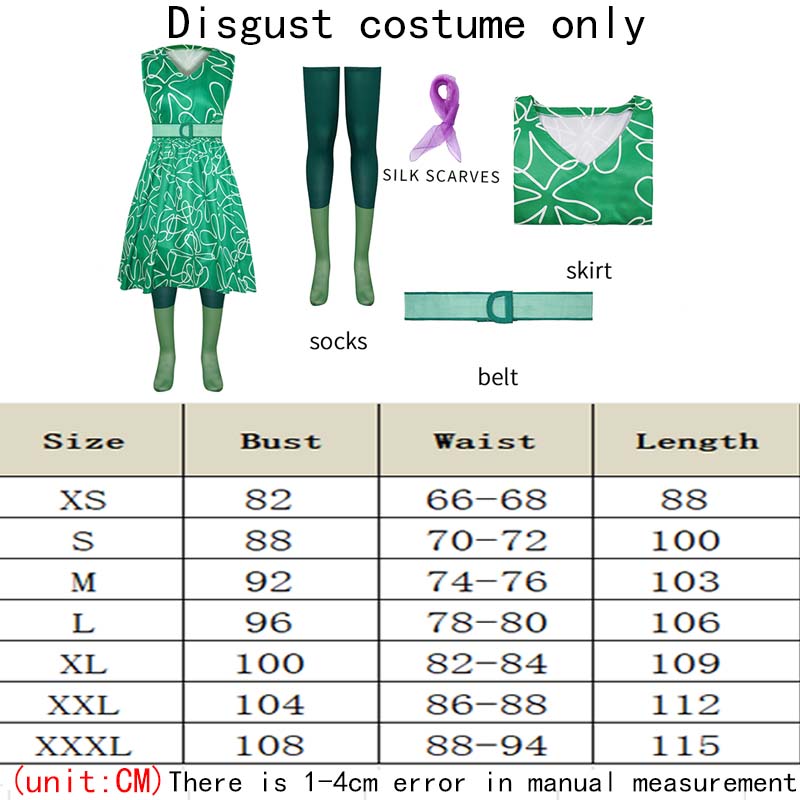 Movie Joy Disgust Cosplay Costume For Women Dress Halloween Costume Joy Disgust Outfits For Women Role Play