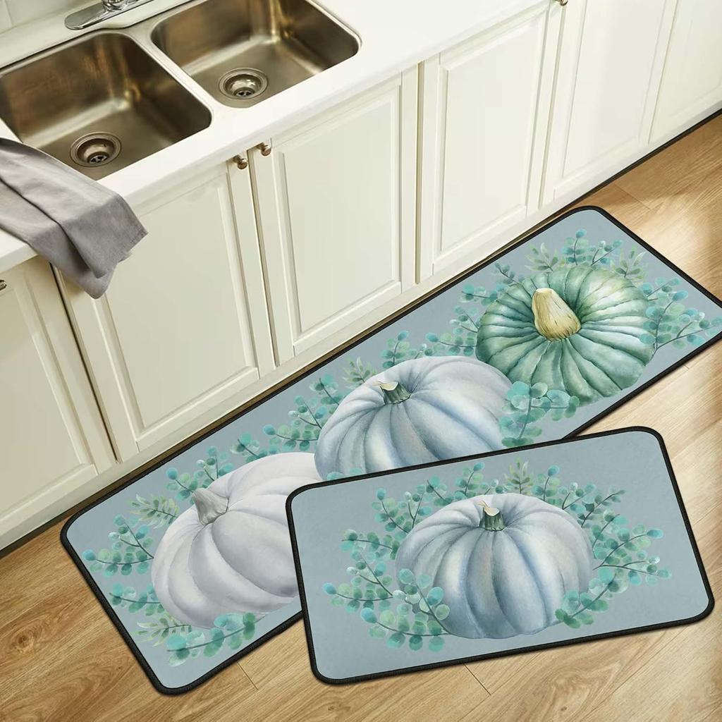 Thanksgiving Kitchen Mat Autumn Pumpkin Oil-Absorbing Dirt-Resistant Non-Slip Floor Mat Porch Easy To Take Care Of Foot Mat