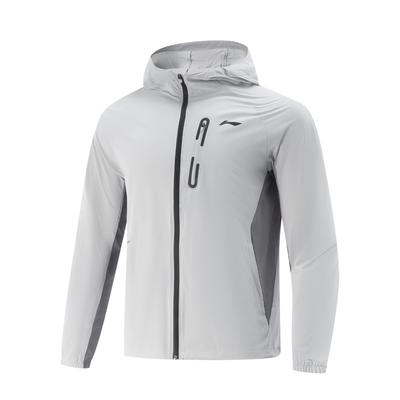 Li Ning Training Series Sports Casual Minimalist Color Block Hooded Windbreaker Men Outerwear Coin-Gray Sober-Gray AFDVA85-7