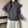 Japanese and Korean Autumn and Winter Minimalist Korean Style Half-high Neck Knit Sweater Women's Plus Size Versatile Casual Top Outerwear