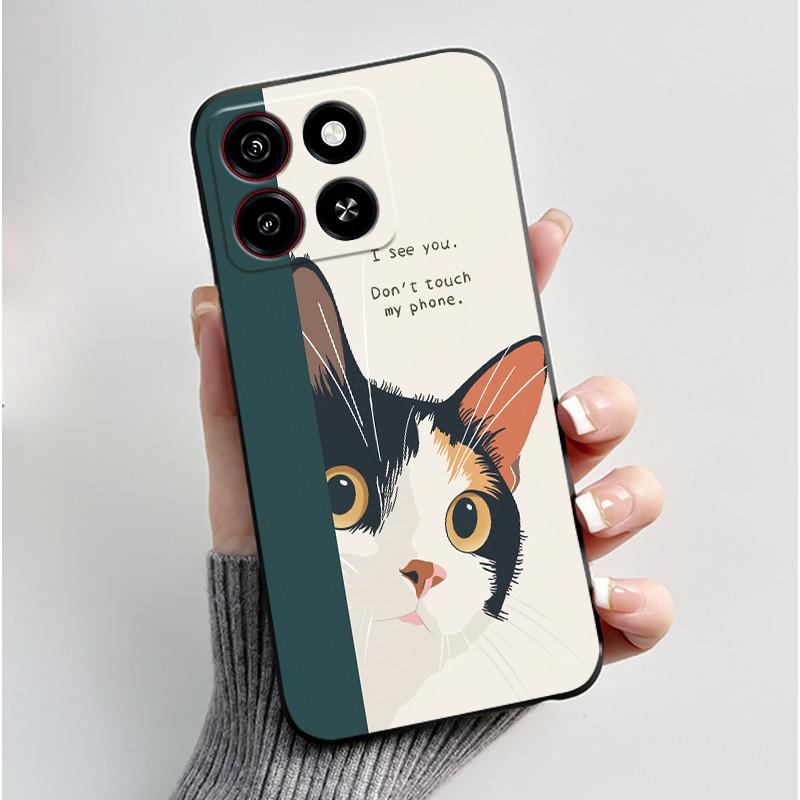 For ZTE Blade A35/A55 Jelly Soft Black Cover New Stylish Pattern Penguin Tiger Rabbit Puppy Cat Anti-fall Funda