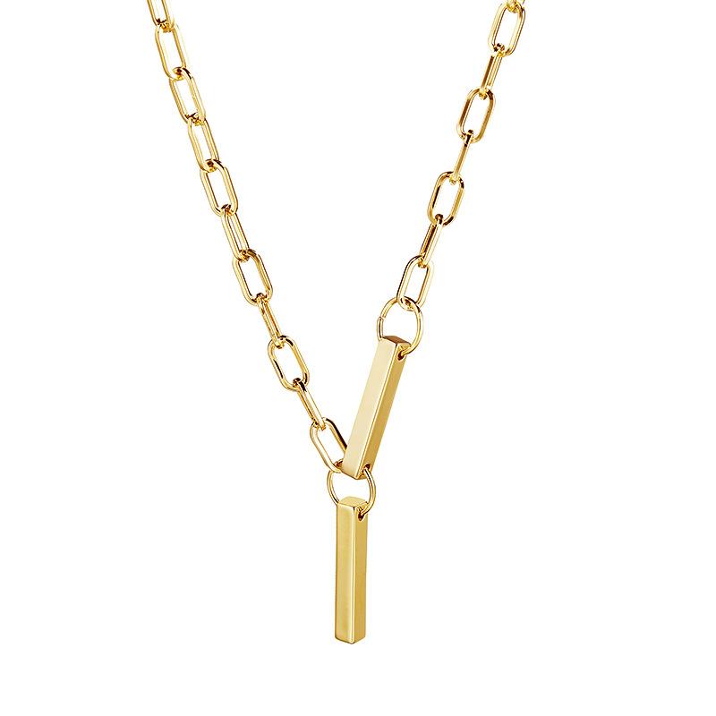 

Titanium Quality Premium Steel Necklace For Women With Striking Tassel And Minimalist Charm золотой