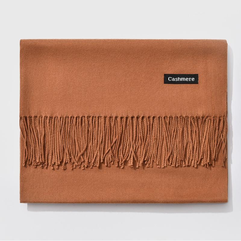 2024 Autumn/Winter Women's Solid Color Faux Cashmere Shawl & Snood Scarf Set